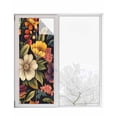thumbnail image 1 of Window Privacy Film Orange Flower Stained Glass Window Film Decorative Sun Block Window Cover Sunflower Watercolor Plant Floral Leaf Window Clings Static Adhesive Sticker for Bathroom 23.6"x59", 1 of 6