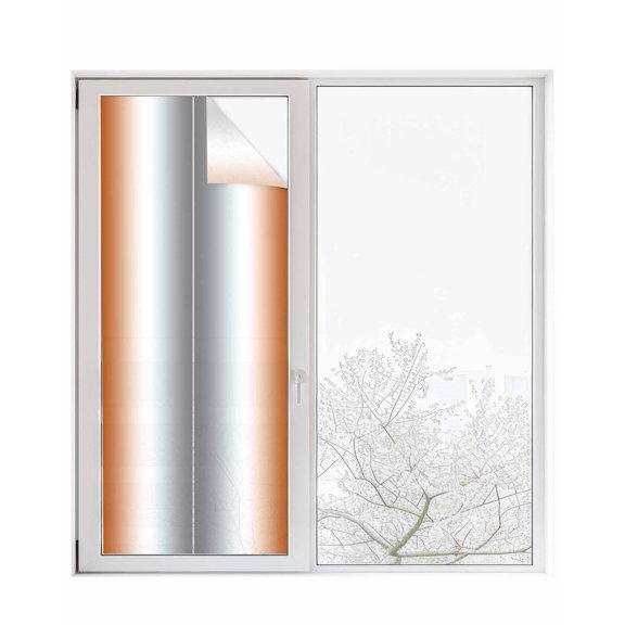 Window Privacy Film Orange Grey Stained Glass Window Film Decorative Sun Block Window Cover Gray Farmhouse Modern Rustic Window Clings Static Adhesive Sticker for Bathroom 29.5"x78.7"