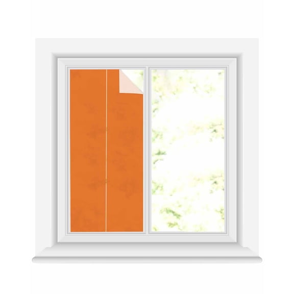 Window Privacy Film, Orange UV Sun Blocking Window Tint Film Heat Control One Way Blackout Window Film, Pure Orange Solid Color Simple Minimalism Art Non Adhesive Static Cling Sticker 17.7x39.3 In