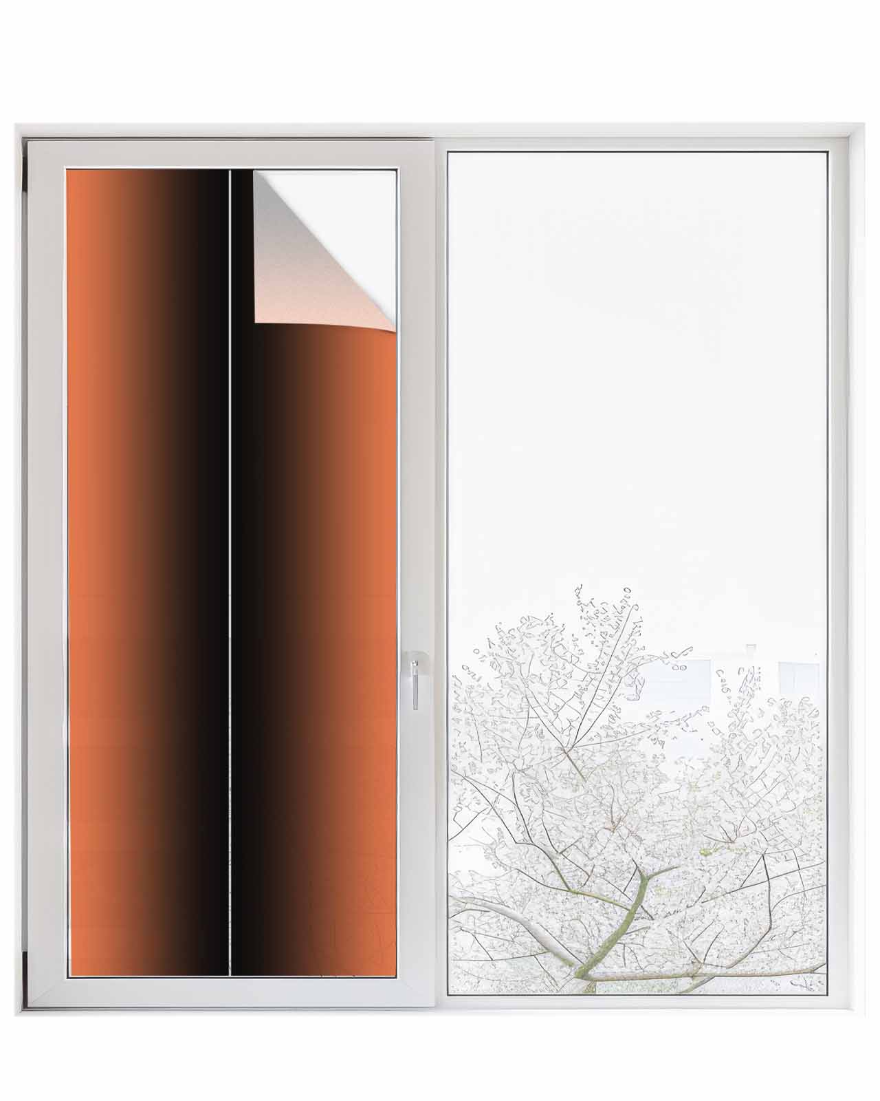 Window Privacy Film,Orangered Black Ombre UV Sun Blocking Window Tint Film Heat Control One Way Blackout Window Film,Modern Abstract Gradient Color Art Non Adhesive Static Cling Sticker 29.5x78.7 In
