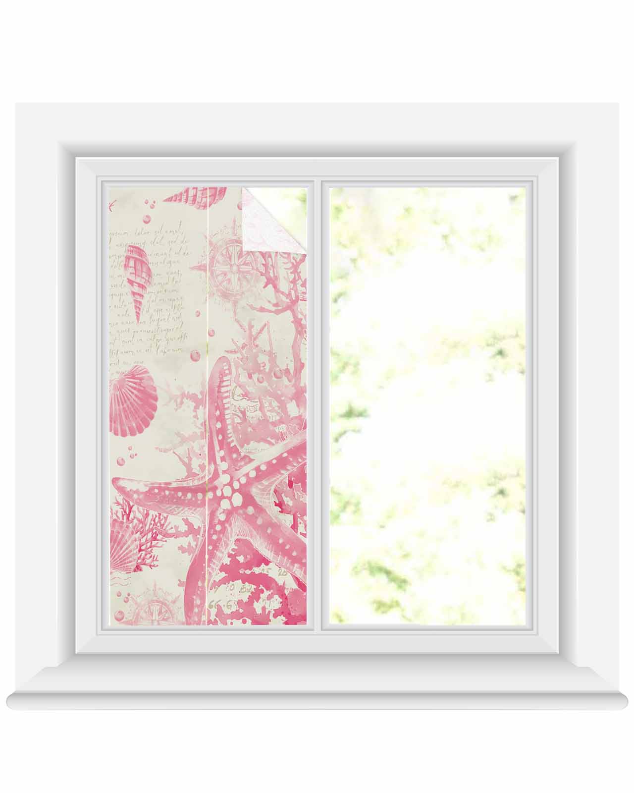 Window Privacy Film Pink Coastal Starfish Stained Glass Window Film ...