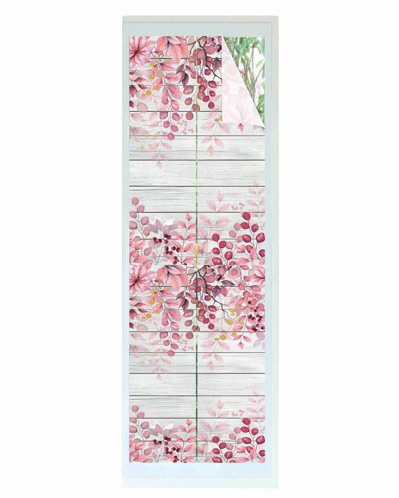 Window Privacy Film Pink Eucalyptus Leaves Stained Glass Window Film ...