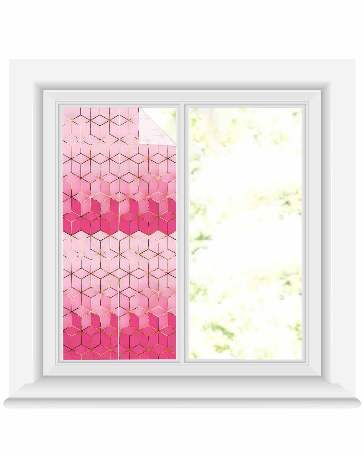 Sticker Film Pink Window Privacy Film Pink Geometric Stained Glass Window Film Decorative ...