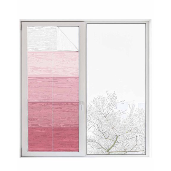Window Privacy Film,Pink Grey Ombre UV Sun Blocking Window Tint Film Heat Control One Way Blackout Window Film,Farmhouse Retro Rustic Wood Stripes Non Adhesive Static Cling Window Sticker 23.6x59 In