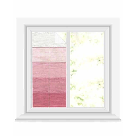 Window Privacy Film, Pink Grey Ombre UV Sun Blocking Window Tint Film Heat Control One Way Blackout Window Film, Farmhouse Retro Rustic Wood Stripes Non Adhesive Static Cling Sticker 17.7x39.3 In
