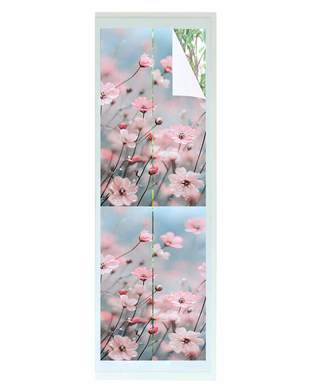 Window Privacy Film Pink Summer Spring Floral Stained Glass Window Film ...