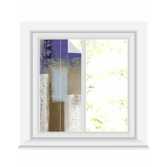 Window Privacy Film Purple Brown Stained Glass Window Film Decorative Sun Block Window Cover Blue White Paint Mottled Painting Texture Window Clings Static Adhesive Sticker for Bathroom 17.7"x39.3"