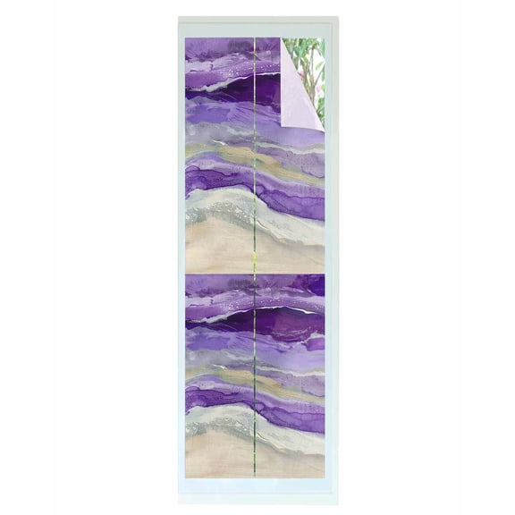 Window Privacy Film, Purple Coastal UV Sun Blocking Window Tint Film Heat Control One Way Blackout Window Film, Spring Summer Ocean Beach Nautical Sea Wave Non Adhesive Static Cling 23.6x78.7 In