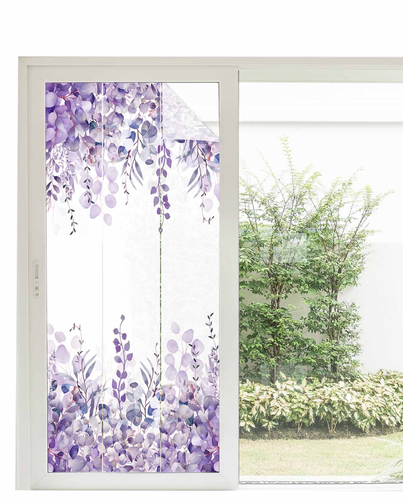 Window Privacy Film, Purple Eucalyptus UV Sun Blocking Window Tint Film ...