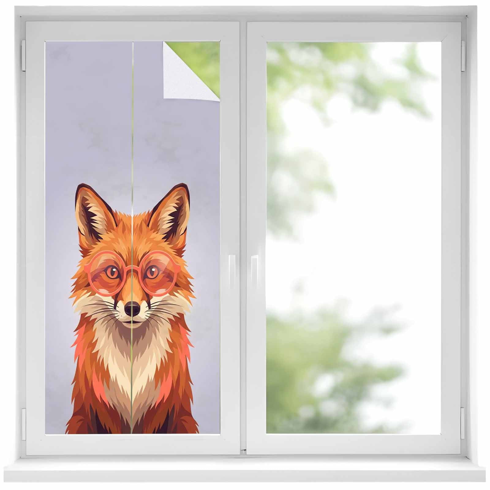 Fox Window Window Privacy Film Purple Fox Stained Glass Window Film Decorative Sun ...