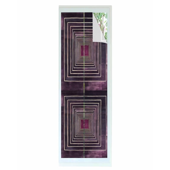 Window Privacy Film Purple Framed Stained Glass Window Film Decorative Sun Block Window Cover Geometric Abstract Art Modern Window Clings Static Adhesive Sticker for Bathroom 29.5"x118"