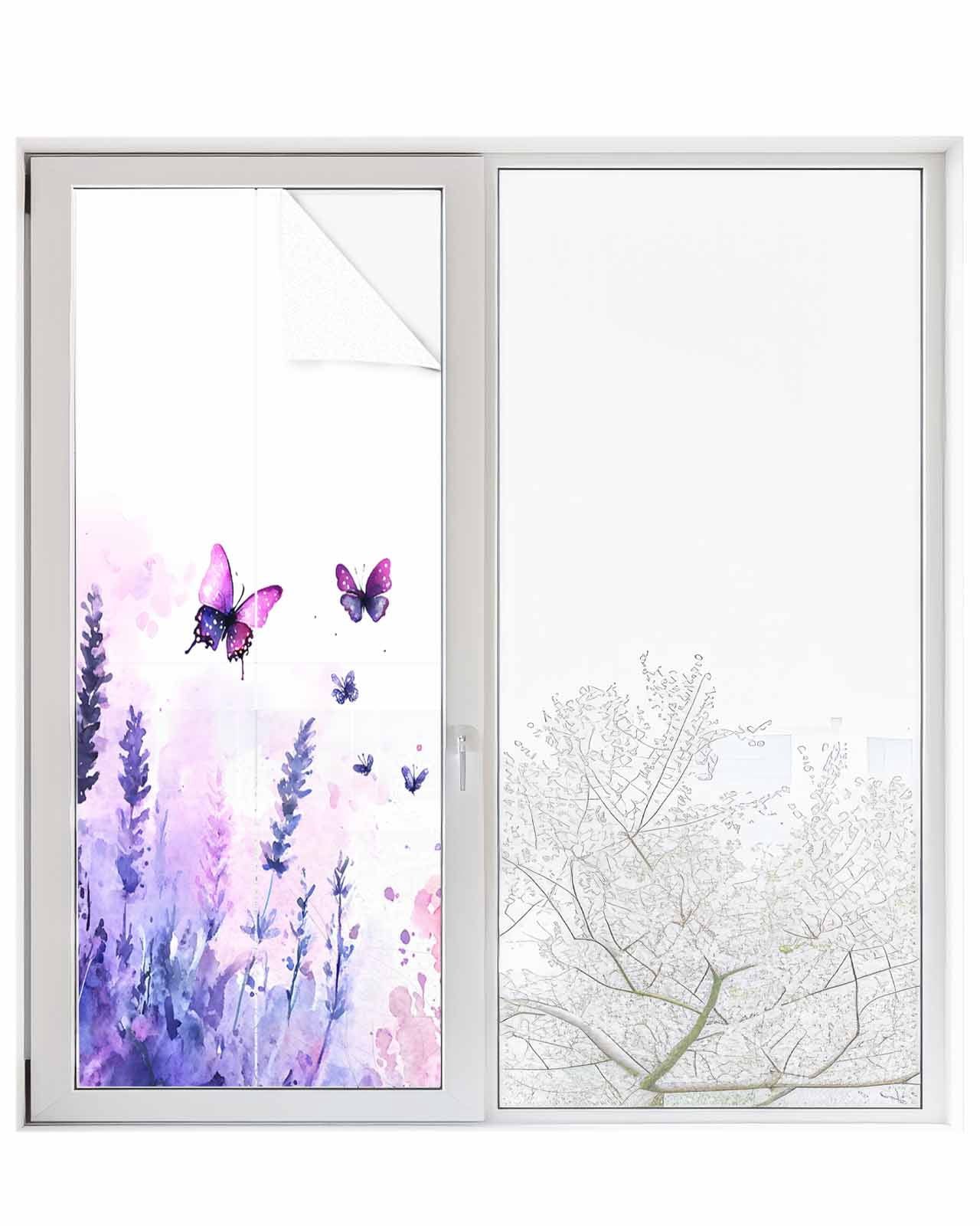 Window Privacy Film Purple Lavender Stained Glass Window Film ...