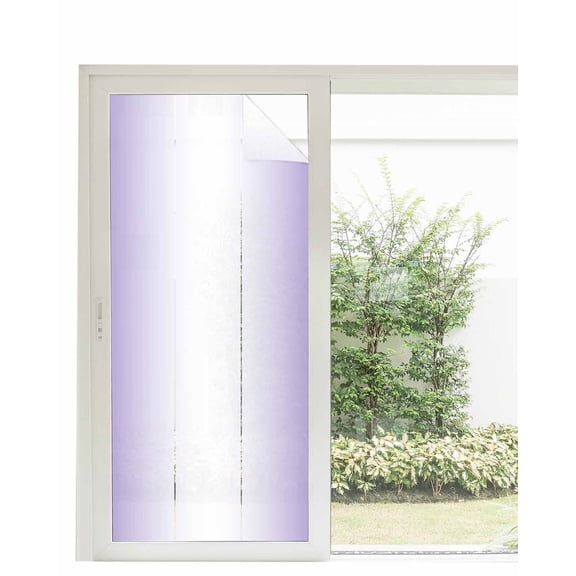 Window Privacy Film, Purple Ombre Sun Blocking Window Tint Film Heat Control One Way Blackout Window Film, Purple White Gradient Abstract Modern Minimalism Art Non Adhesive Static Cling 35.4x78.7 In
