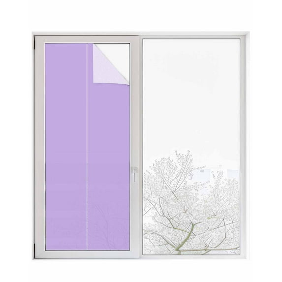 Window Privacy Film, Purple UV Sun Blocking Window Tint Film Heat Control One Way Blackout Window Film, Pure Purple Lavender Solid Color Simple Minimalism Art Non Adhesive Static Cling 29.5x78.7 In