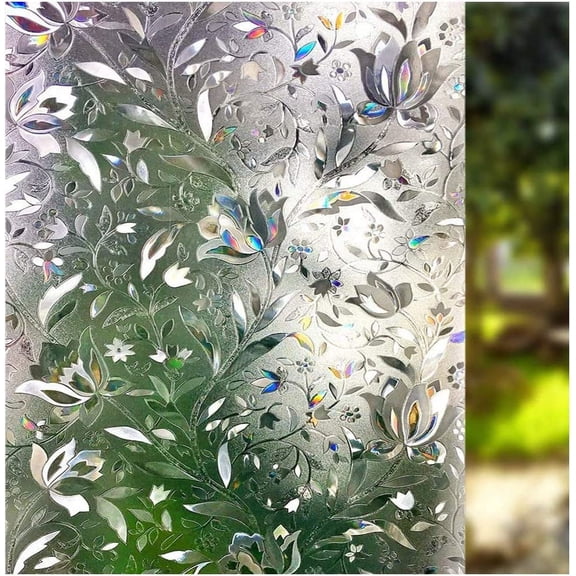 Window Privacy Film Rainbow 3D Decorative Glass Vinyl Stained Glass Decals Static Cling Window Sticker Non-Adhesive Films