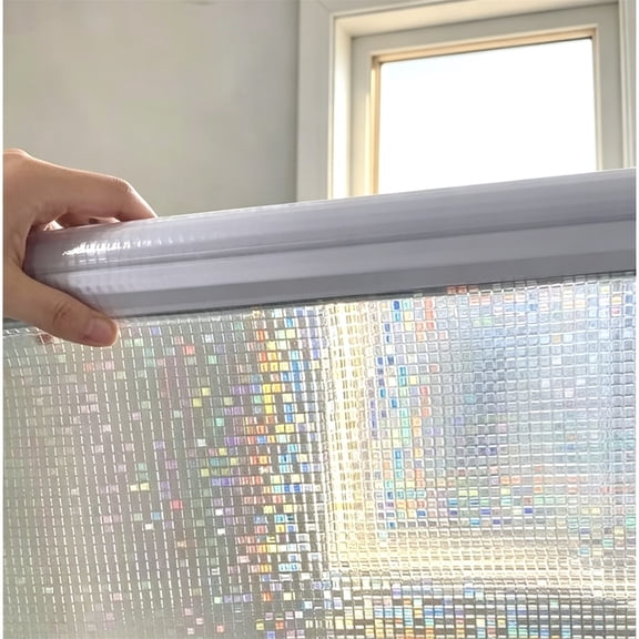 Window Privacy Film Rainbow Clings Mosaic Vinyl Stained Glass Window Decals 3D Decorative Static Cling Window Sticker 17.7 x 78.7 in