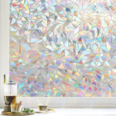 Window Privacy Film Rainbow Film Decorative Window Sticker, 3D Static Stained Glass Cling Tint for Home Heat Control Non-Adhesive, 17.5X78.7 inches