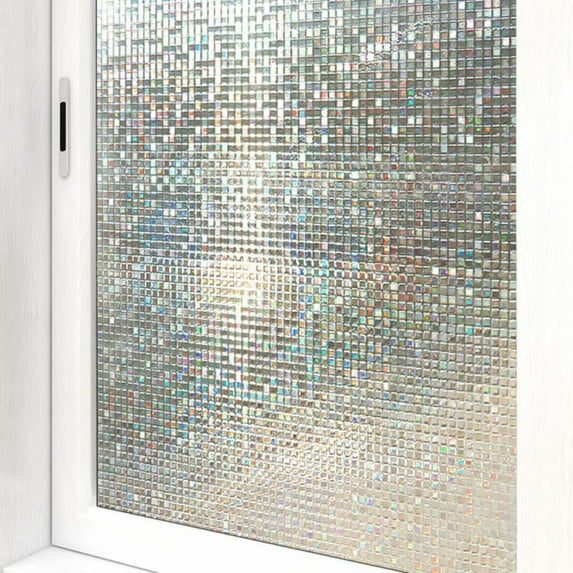 Window Privacy Film, Rainbow Window Clings, 3D Decorative Window Vinyl, Stained Glass Window Decals, Static Cling Window Sticker Non-Adhesive, 17.5 x 78.7 inches