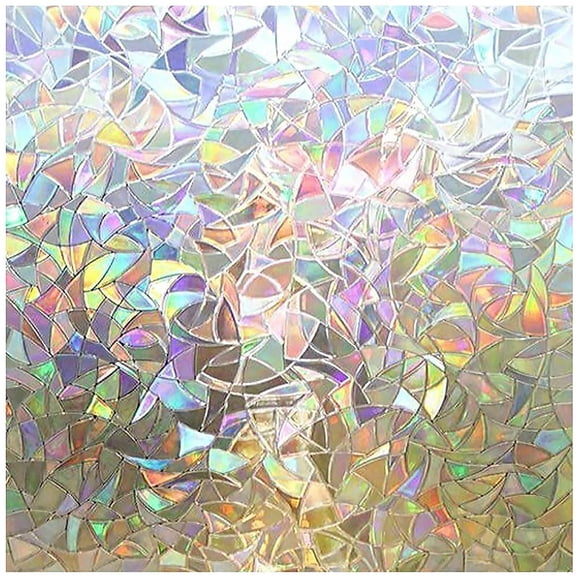 Window Privacy Film, Rainbow Window Clings, 3D Decorative Window Vinyl, Stained Glass Window Decals, Static Cling Window Sticker Non-Adhesive, 17.7 x 39.4 inches