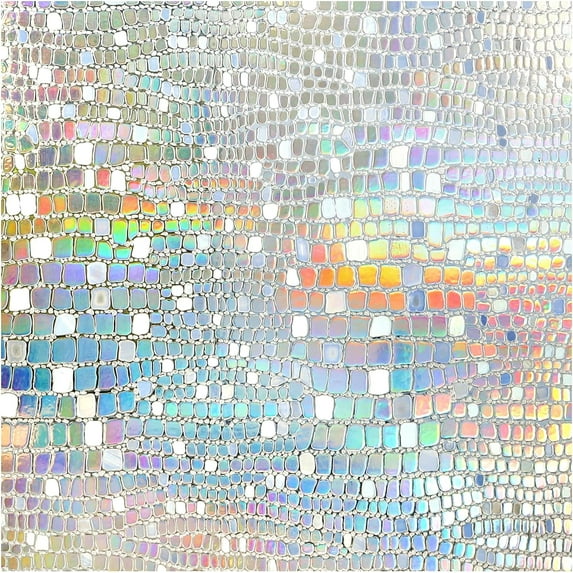 Window Privacy Film Rainbow Window Film, Mosaic Decorative Stained Glass Cling, Removable Static Cling Tint UV Blocking, Non-Adhesive Privacy Covering, 17.5 x 78.7 inches