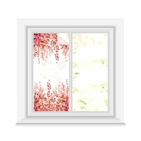 Window Privacy Film, Red Eucalyptus UV Sun Blocking Window Tint Film Heat Control One Way Blackout Window Film, Spring Summer Botanical Floral Leaves Country Non Adhesive Static Cling 17.7x39.3 In