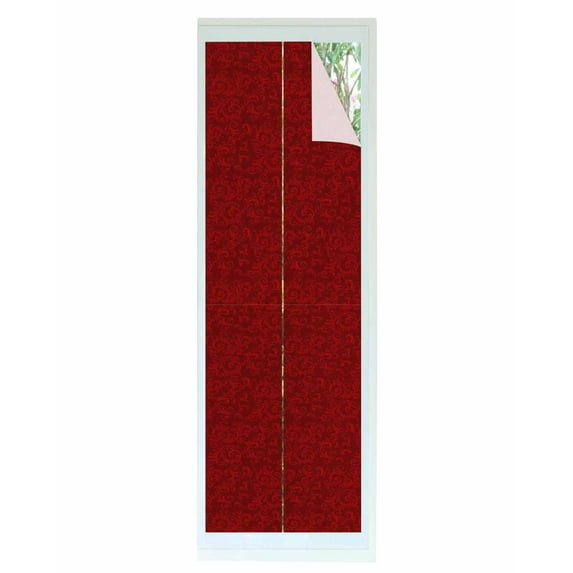 Window Privacy Film Red Floral Stained Glass Window Film Decorative Sun Block Window Cover Country Farmhouse Abstract Flowers Pattern Window Clings Static Adhesive Sticker for Bathroom 29.5"x118"
