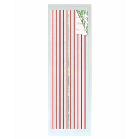 Window Privacy Film, Red Stripes UV Sun Blocking Window Tint Film Heat Control One Way Blackout Window Film, Geometric Vertical Linens Modern Minimalism Non Adhesive Static Cling Sticker 17.7x78.7 In