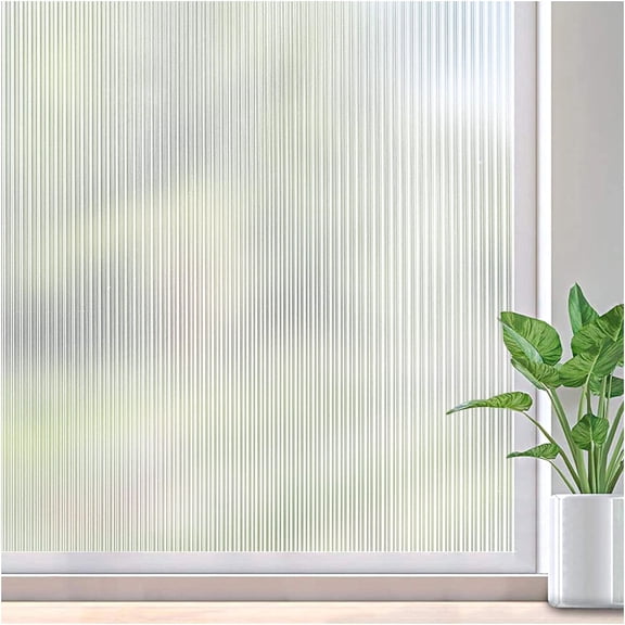 Window Privacy Film, Reeded Glass Window Film, Non-Adhesive Sun Blocking Window Film Heat Control UV Blocking for Home Office, 17.5 x 78.7 Inches - Style 5