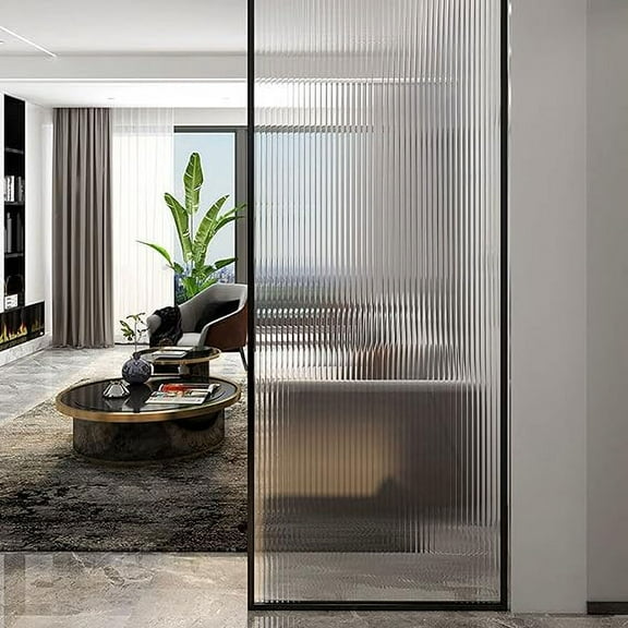 Window Privacy Film,Reeded Glass Window Film,Non AdhesiveTranslucent Privacy Film,Removable Sun Blocking Window Coverings Decorative Window Sticker (11.8'' x 78.7'')
