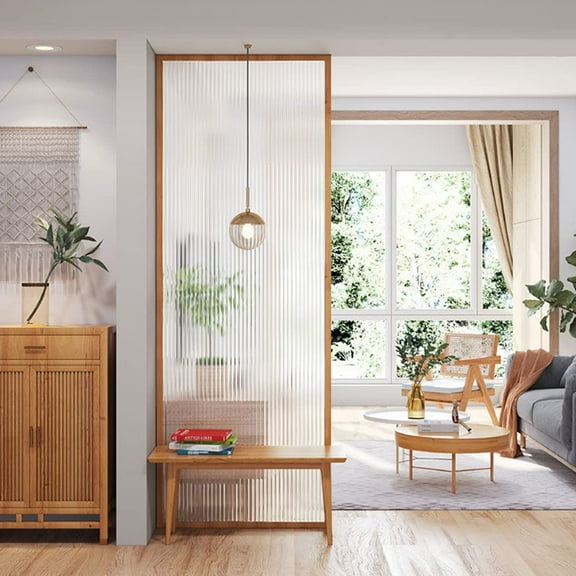 Window Privacy Film,Reeded Glass Window Film,Non AdhesiveTranslucent Privacy Film,Removable Sun Blocking Window Coverings Decorative Window Sticker, 17.5"x78.7"