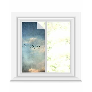 Window Privacy Film Retro Bird Silhouette Stained Glass Window Film Decorative Sun Block Window Cover Modern Vintage Sunset Scenery Window Clings Static Adhesive Sticker for Bathroom 19.6"x39.3"