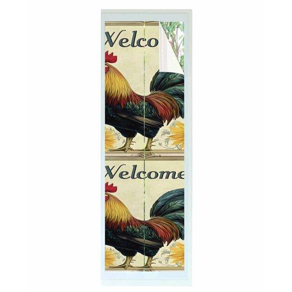 Window Privacy Film Retro Rooster Stained Glass Window Film Decorative Sun Block Window Cover Watercolor Sunflower Pastoral Animals Window Clings Static Adhesive Sticker for Bathroom 23.6"x78.7"