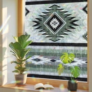 Window Privacy Film Sage Green Boho Aztec Stained Glass Window Film Southwest Tribal Geometric Rainbow Static Window Clings for Glass Windows Home Bathroom Living Room Office Door Sticker 17.7"39.3"