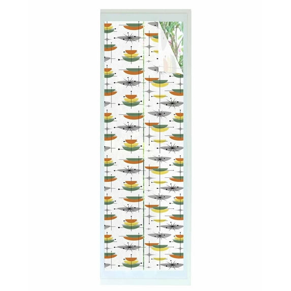 Window Privacy Film Sage Green Boho Stained Glass Window Film Decorative Sun Block Window Cover Abstract Color Block Bohemian Window Clings Static Adhesive Sticker for Bathroom 23.6"x78.7"