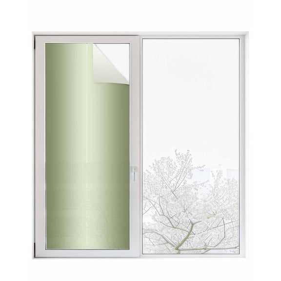 Window Privacy Film,Sage Green Ombre UV Sun Blocking Window Tint Film Heat Control One Way Blackout Window Film,Modern Abstract Gradient Color Art Non Adhesive Static Cling Window Sticker 23.6x59 In