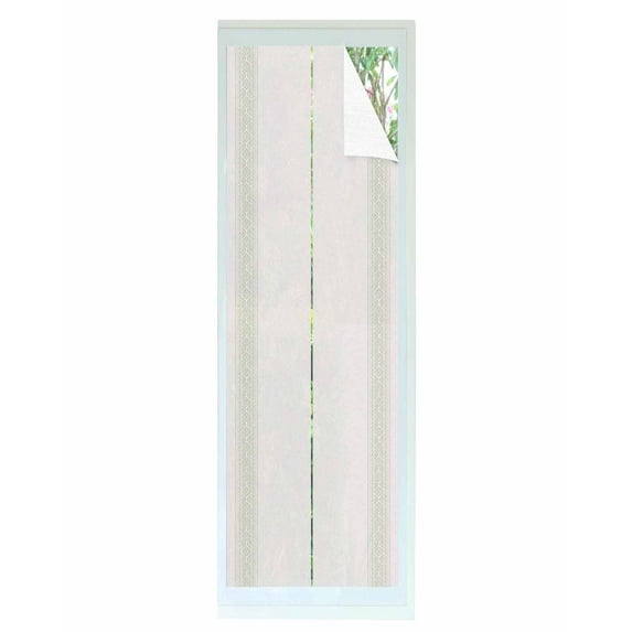 Window Privacy Film Sage Green Stripes Stained Glass Window Film Decorative Sun Block Window Cover Abstract Bohemian Farmhouse Texture Window Clings Static Adhesive Sticker for Bathroom 29.5"x118"