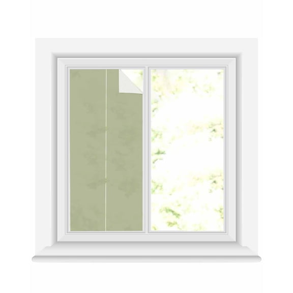 Window Privacy Film, Sage Green UV Sun Blocking Window Tint Film Heat Control One Way Blackout Window Film, Pure Green Modern Solid Color Simple Minimalism Art Non Adhesive Static Cling 17.7x39.3 In