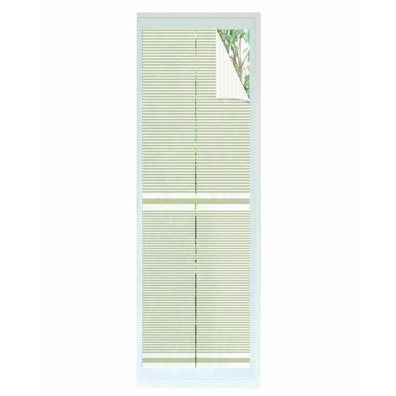 Window Privacy Film, Sage Green White Striped Sun Blocking Window Tint Film Heat Control One Way Blackout Window Film, Farmhouse Geometric Horizontal Lines Stripes Non Adhesive Static Cling 23.6x78.7