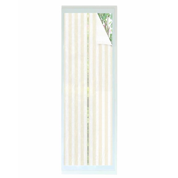 Window Privacy Film,Simple Cream Stripes UV Sun Blocking Window Tint Film Heat Control One Way Blackout Window Film,Geometric Vertical Linens Modern Minimalism Non Adhesive Static Cling 17.7x78.7 In