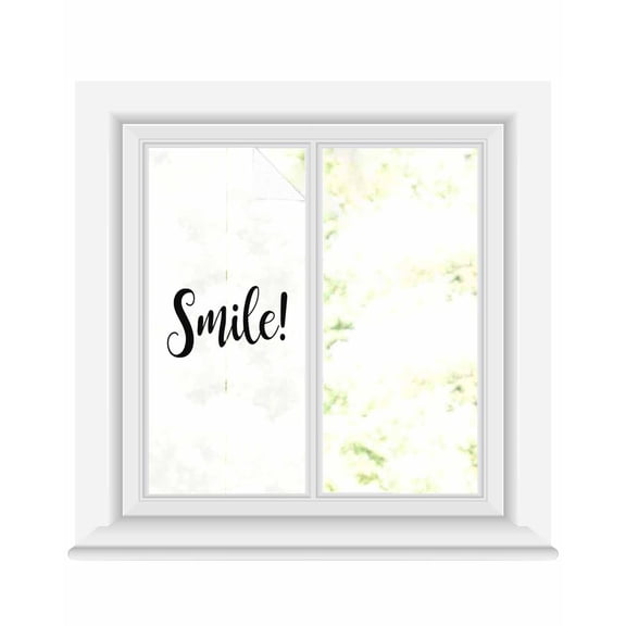 Window Privacy Film Smile Stained Glass Window Film Decorative Sun Block Window Cover Black Words Window Clings Static Adhesive Sticker for Bathroom 17.7"x39.3"