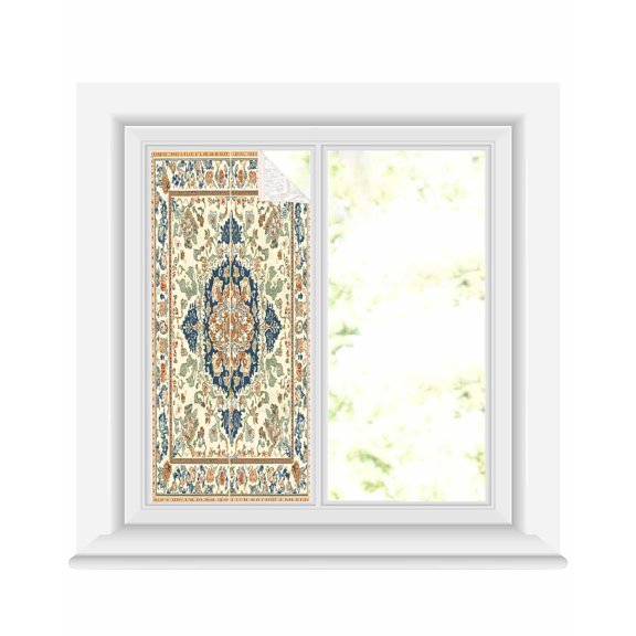 Window Privacy Film Southwestern Stained Glass Window Film Decorative Sun Block Window Cover Heritage Antique Boho-Chic Country Window Clings Static Adhesive Sticker for Bathroom 19.6"x39.3"
