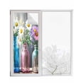 thumbnail image 1 of Window Privacy Film Spring Floral Stained Glass Window Film Decorative Sun Block Window Cover White Daisy Vintage Flowers Wooden Window Clings Static Adhesive Sticker for Bathroom 23.6"x59", 1 of 7