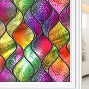 Window Privacy Film Stained Glass Window Clings, Decorative Window Tinting Film for Home Anti-UV Frosted Glass Window Film Heat Control Door Covering Non-Adhesive Window Stickers 47.2" x 22.83"