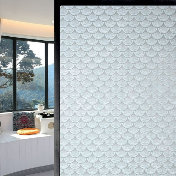 Window Privacy Film Stained Glass Frosted Glass Window Clings Geometry Decorative Bathroom Door Coverings UV Sun Blocking Heat Control Removable Home Window Tint