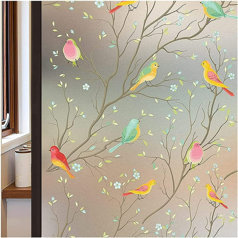 Window Privacy Film Stained Glass Window Film Non Adhesive Static Cling Glass Film Decorative Frosted Glass Window Film Window Heat Blocker Heat