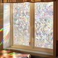 thumbnail image 1 of Window Privacy Film Stained Glass Rainbow Window Clings 3D Static Stained Glass Cling Tint Non-Adhesive Reusable Decorative for Home(Rhombus,17.5 x 78.7 in), 1 of 7