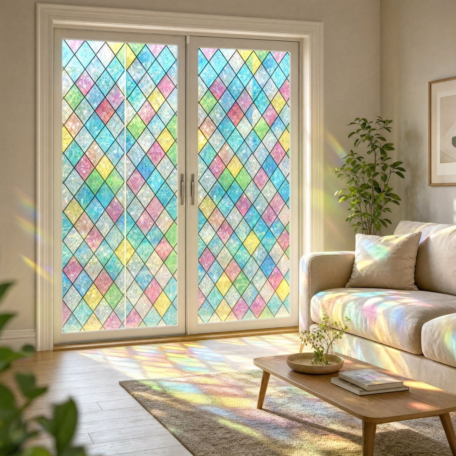 Window Privacy Film, Stained Glass Static Cling Decorative PVC Window ...
