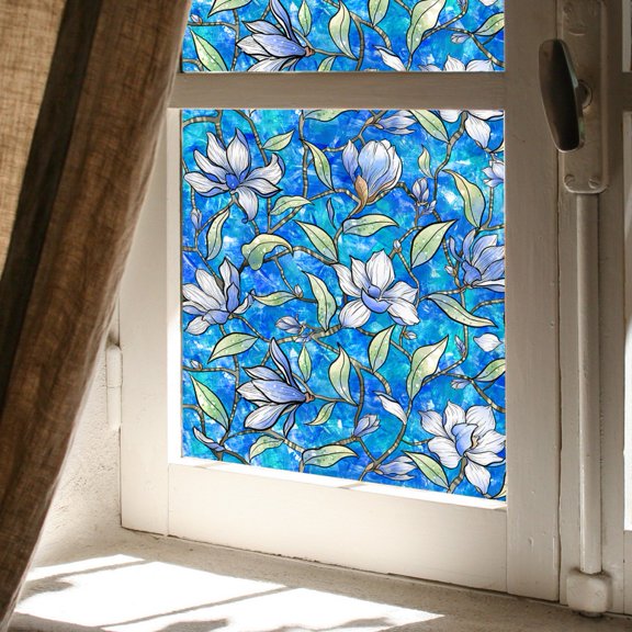 Window Privacy Film, Stained Glass Window Film, Static Cling Window Sticker, 3D Decorative Glass Covering, Sun Blocking Window Clings for Home, Non-Adhesive