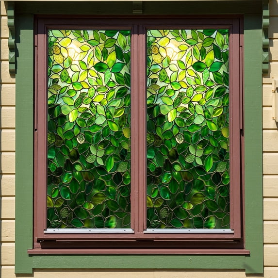 Window Privacy Film Stained Glass Window Film Decorative Window Sticker Privacy Film for Glass Door Heat Control UV Block Non-Adhesive Peel and Stick Rainbow Window Cling Reusable