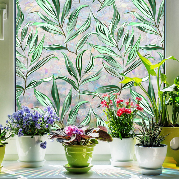 Window Privacy Film, Stained Glass Window Film, Rainbow Decorative Window Cling, Sun Blocking Static Cling Window Stickers, Room Home Decor Window Cover, Non-Adhesive 12 x 12 inches